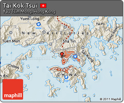 Shaded Relief Map of Tai Kok Tsui