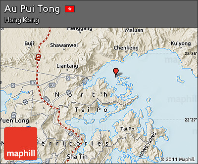 Shaded Relief Map of Au Pui Tong