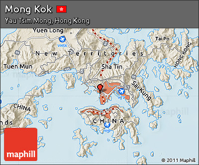 Shaded Relief Map of Mong Kok