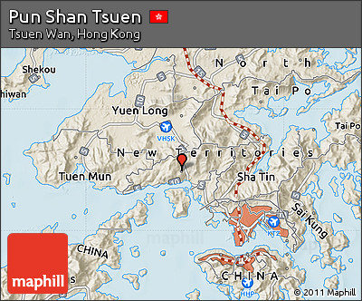 Shaded Relief Map of Pun Shan Tsuen