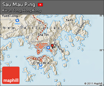 Shaded Relief Map of Sau Mau Ping