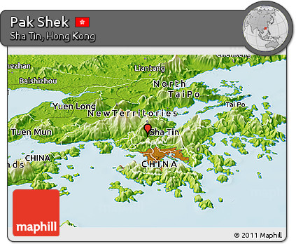 Physical Panoramic Map of Pak Shek