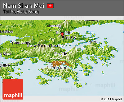 Physical Panoramic Map of Nam Shan Mei
