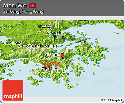 Physical Panoramic Map of Man Wo