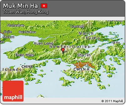 Physical Panoramic Map of Muk Min Ha