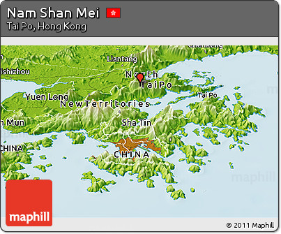Physical Panoramic Map of Nam Shan Mei