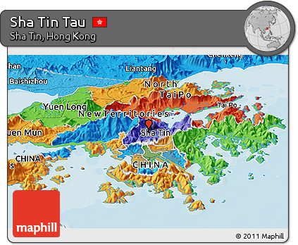 Political Panoramic Map of Sha Tin Tau