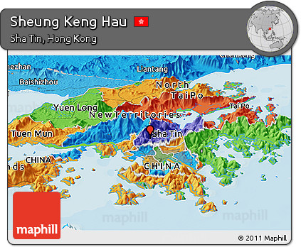 Political Panoramic Map of Sheung Keng Hau