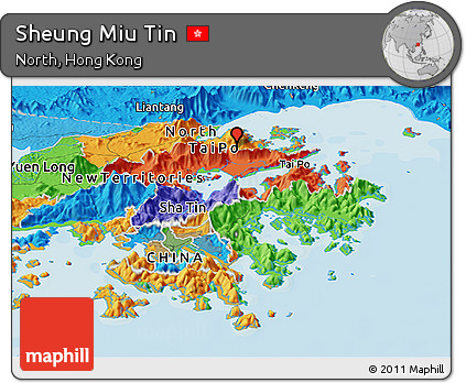 Political Panoramic Map of Sheung Miu Tin