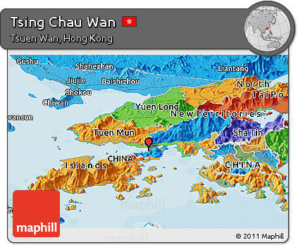 Political Panoramic Map of Tsing Chau Wan