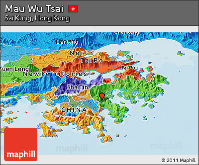 Political Panoramic Map of Mau Wu Tsai