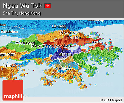 Political Panoramic Map of Ngau Wu Tok