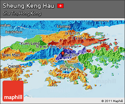 Political Panoramic Map of Sheung Keng Hau