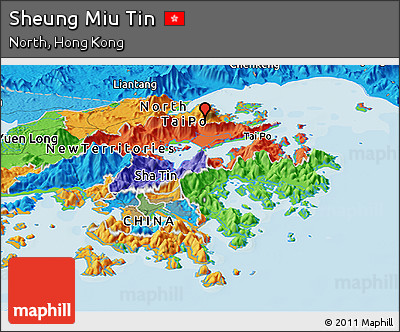 Political Panoramic Map of Sheung Miu Tin