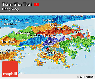 Political Panoramic Map of Tsim Sha Tsui