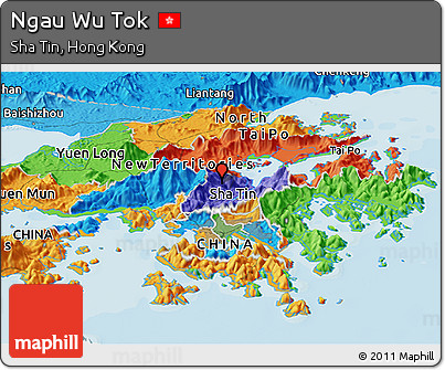 Political Panoramic Map of Ngau Wu Tok