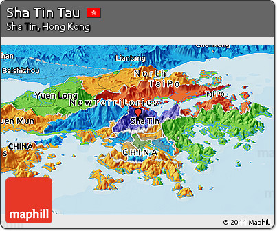 Political Panoramic Map of Sha Tin Tau