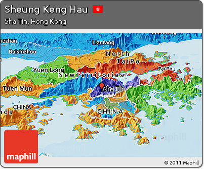 Political Panoramic Map of Sheung Keng Hau