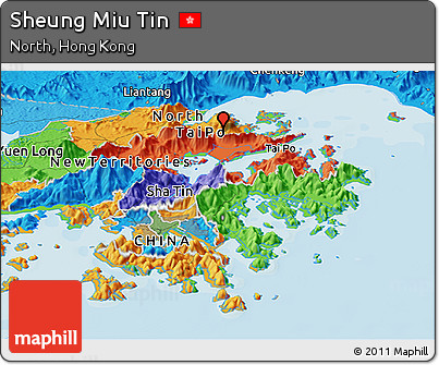 Political Panoramic Map of Sheung Miu Tin