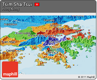 Political Panoramic Map of Tsim Sha Tsui