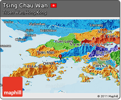 Political Panoramic Map of Tsing Chau Wan