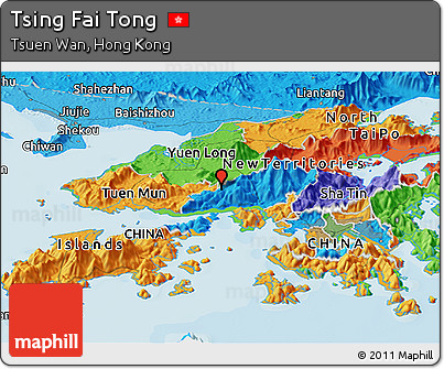 Political Panoramic Map of Tsing Fai Tong