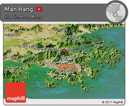 Satellite Panoramic Map of Man Hang