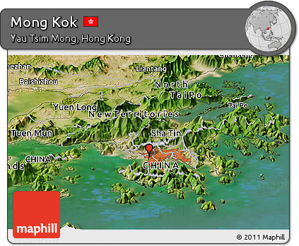 Satellite Panoramic Map of Mong Kok