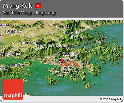 Satellite Panoramic Map of Mong Kok