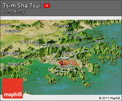Satellite Panoramic Map of Tsim Sha Tsui