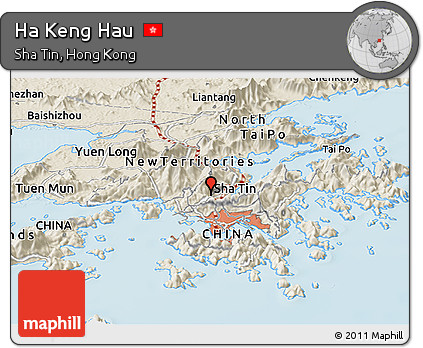 Shaded Relief Panoramic Map of Ha Keng Hau