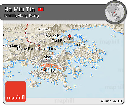 Shaded Relief Panoramic Map of Ha Miu Tin
