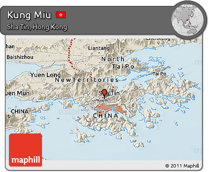Shaded Relief Panoramic Map of Kung Miu