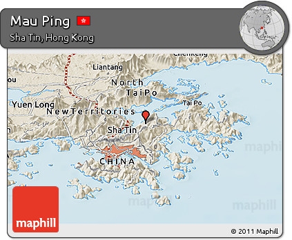 Shaded Relief Panoramic Map of Mau Ping