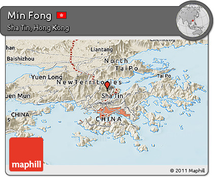 Shaded Relief Panoramic Map of Min Fong