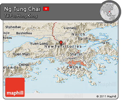 Shaded Relief Panoramic Map of Ng Tung Chai