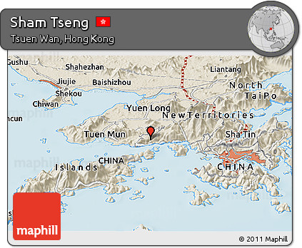 Shaded Relief Panoramic Map of Sham Tseng