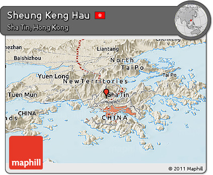 Shaded Relief Panoramic Map of Sheung Keng Hau