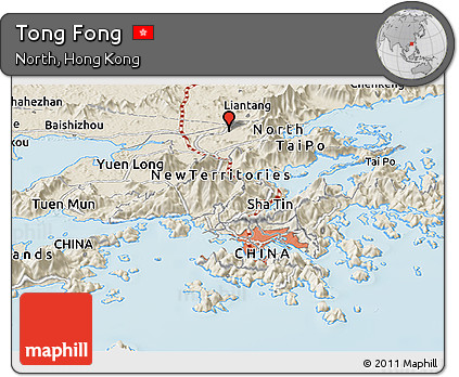 Shaded Relief Panoramic Map of Tong Fong