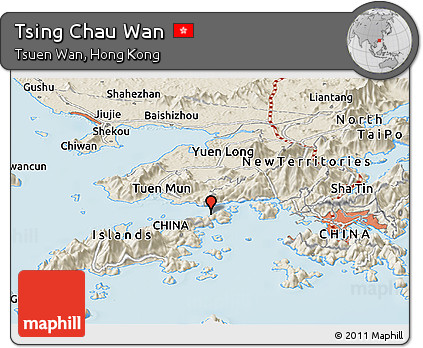 Shaded Relief Panoramic Map of Tsing Chau Wan