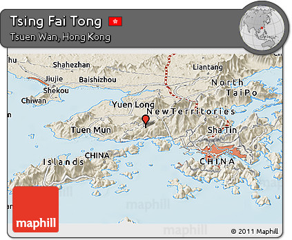 Shaded Relief Panoramic Map of Tsing Fai Tong