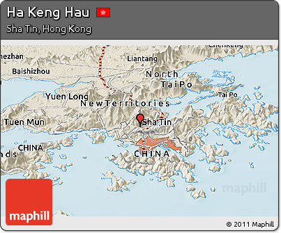 Shaded Relief Panoramic Map of Ha Keng Hau
