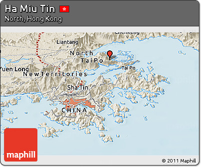 Shaded Relief Panoramic Map of Ha Miu Tin