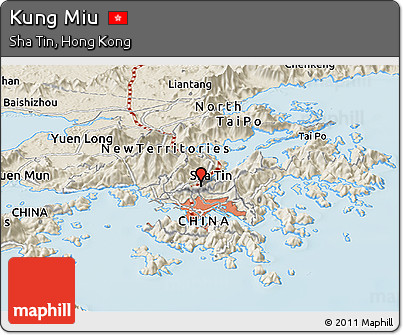 Shaded Relief Panoramic Map of Kung Miu