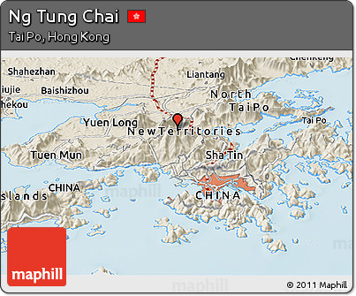 Shaded Relief Panoramic Map of Ng Tung Chai