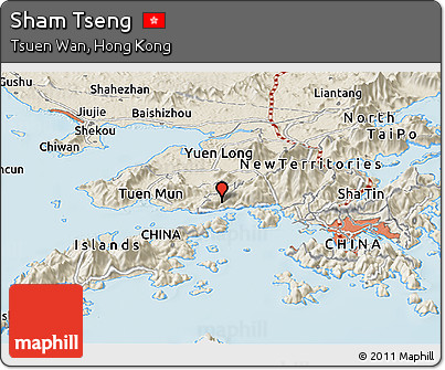 Shaded Relief Panoramic Map of Sham Tseng