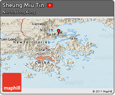 Shaded Relief Panoramic Map of Sheung Miu Tin