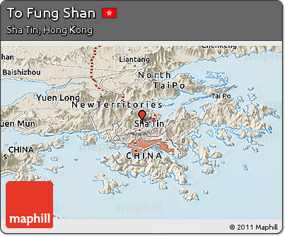 Shaded Relief Panoramic Map of to Fung Shan