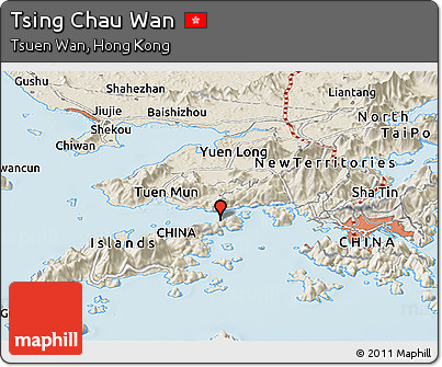 Shaded Relief Panoramic Map of Tsing Chau Wan