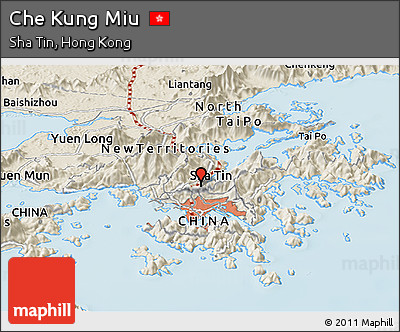 Shaded Relief Panoramic Map of Che Kung Miu